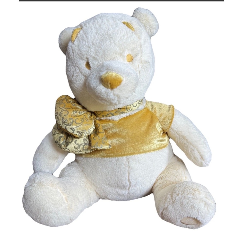 Disney Store Winnie the Pooh Plush Bear Gold Shirt Scarf White 20" Stuffed Anim
